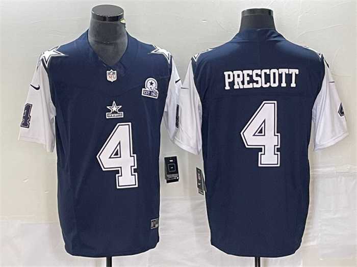 Mens Dallas Cowboys #4 Dak Prescott Navy 2023 F.U.S.E. With 1960 Patch Vapor Limited Stitched Jersey->dallas cowboys->NFL Jersey